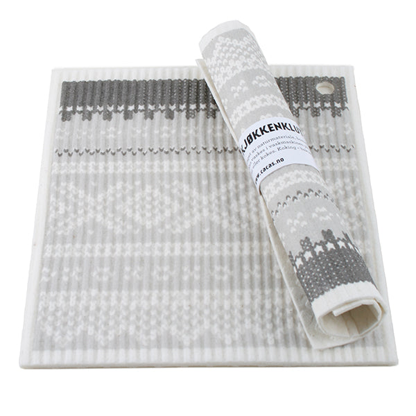 Kjøkkenklut Marius mønster, Grå