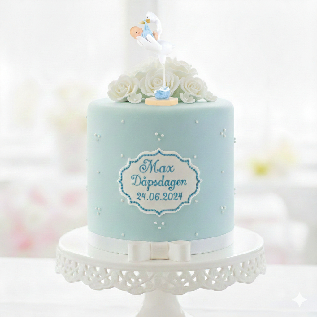 Baby Blå og Stork 15 cm