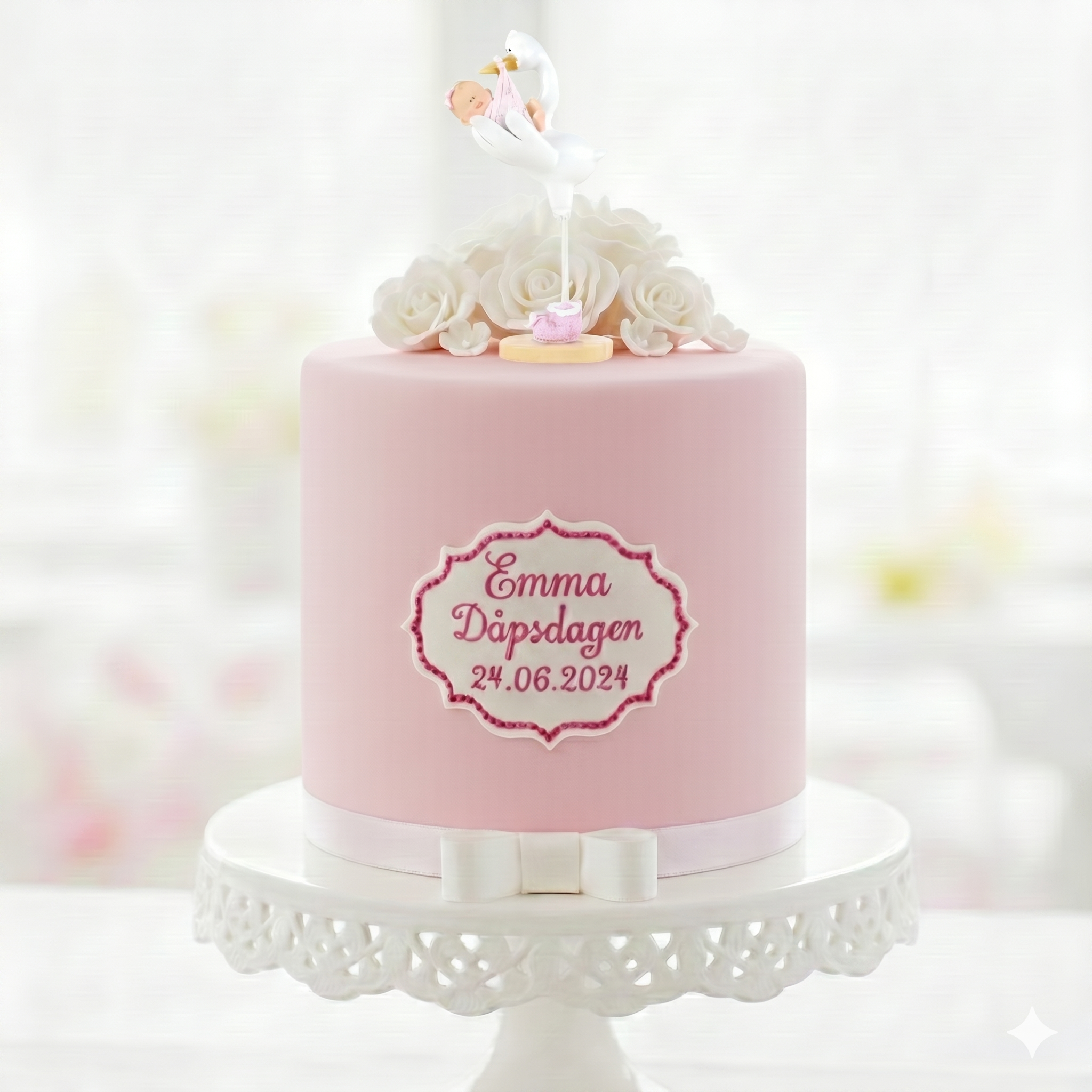 Baby Rosa og Stork 15 cm