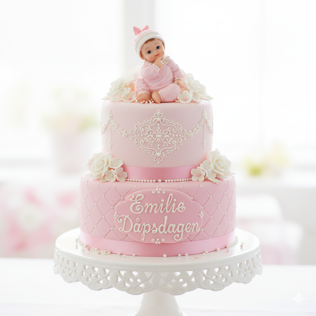 Baby sittende Rosa, 8 cm