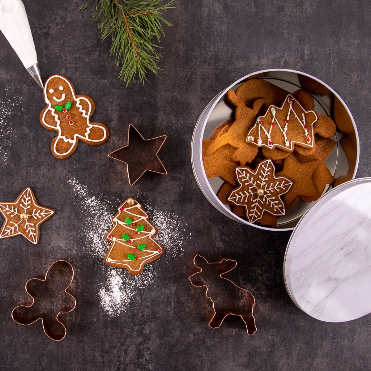 Kakebokser Marmor Runde, sett av 3 stk 2