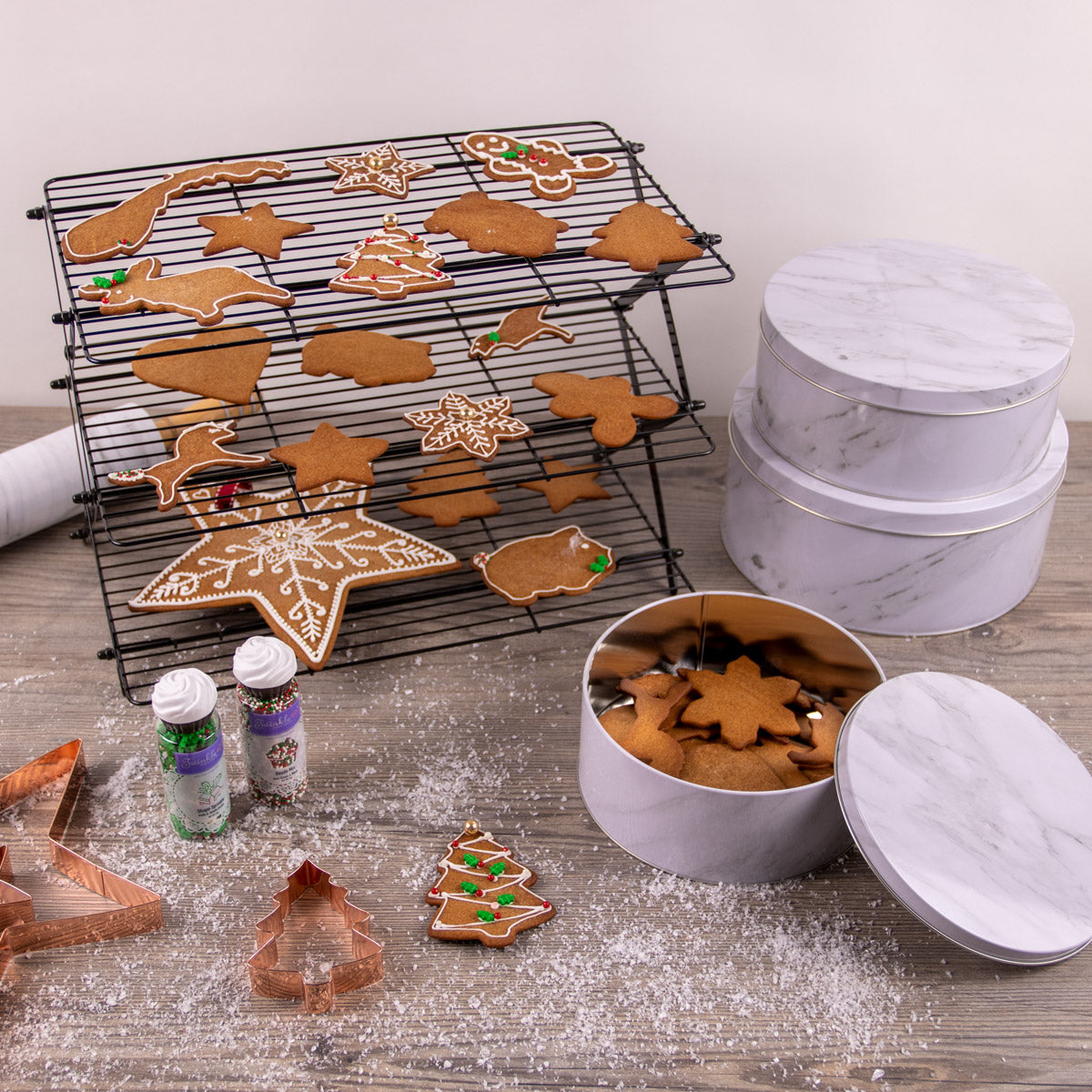 Kakebokser Marmor Runde, sett av 3 stk 3