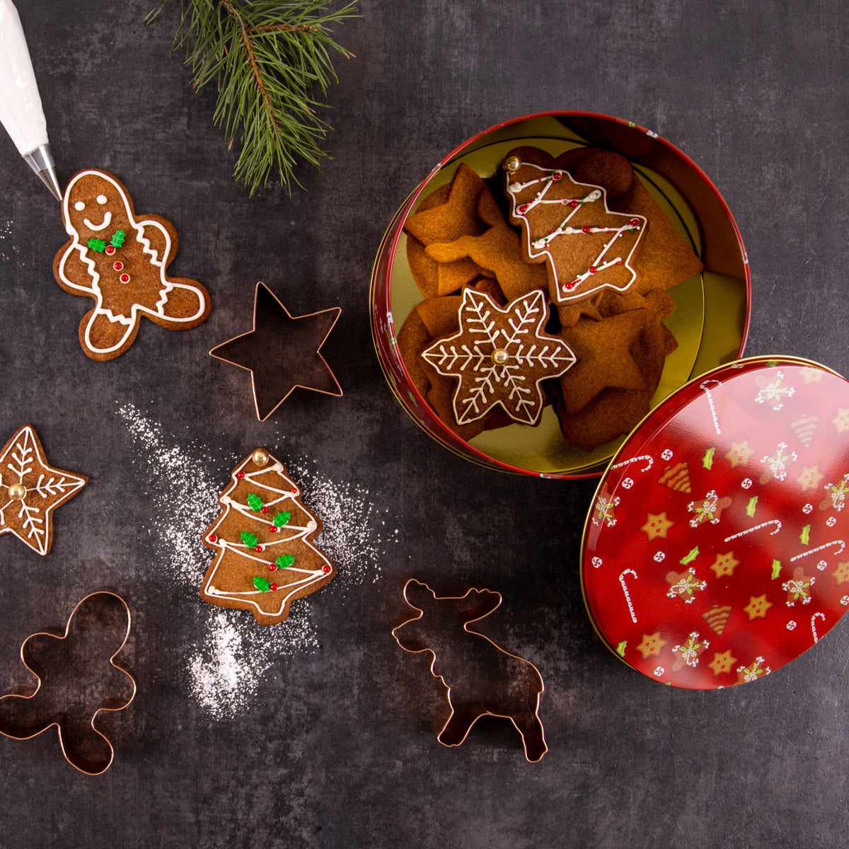 Kakebokser Juleglede Runde, sett av 3 stk 2