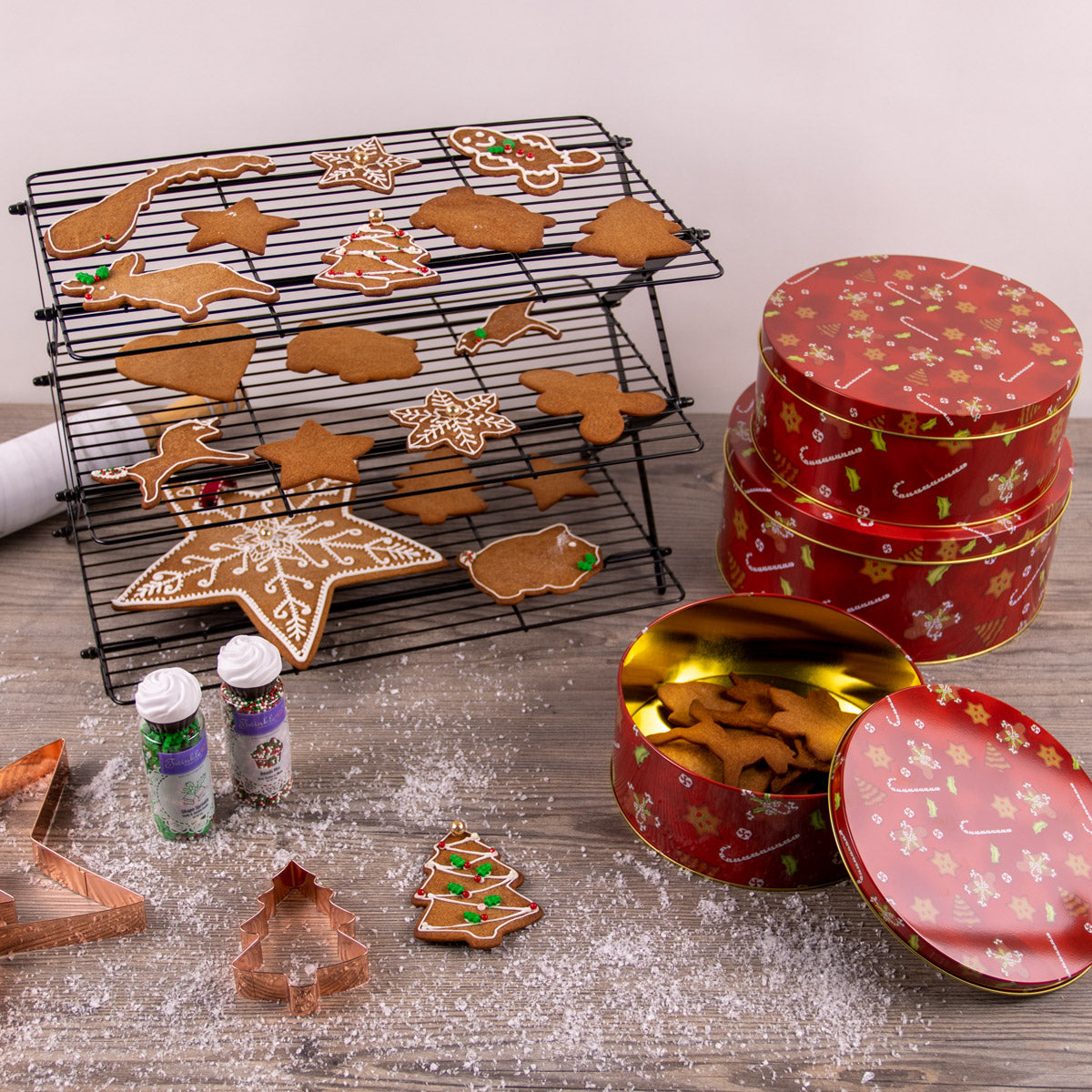 Kakebokser Juleglede Runde, sett av 3 stk 3