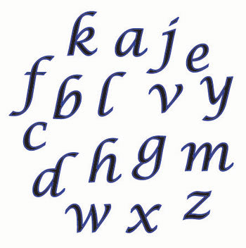 Utstikker Alfabet sett, Script Lower Case 1,5cm