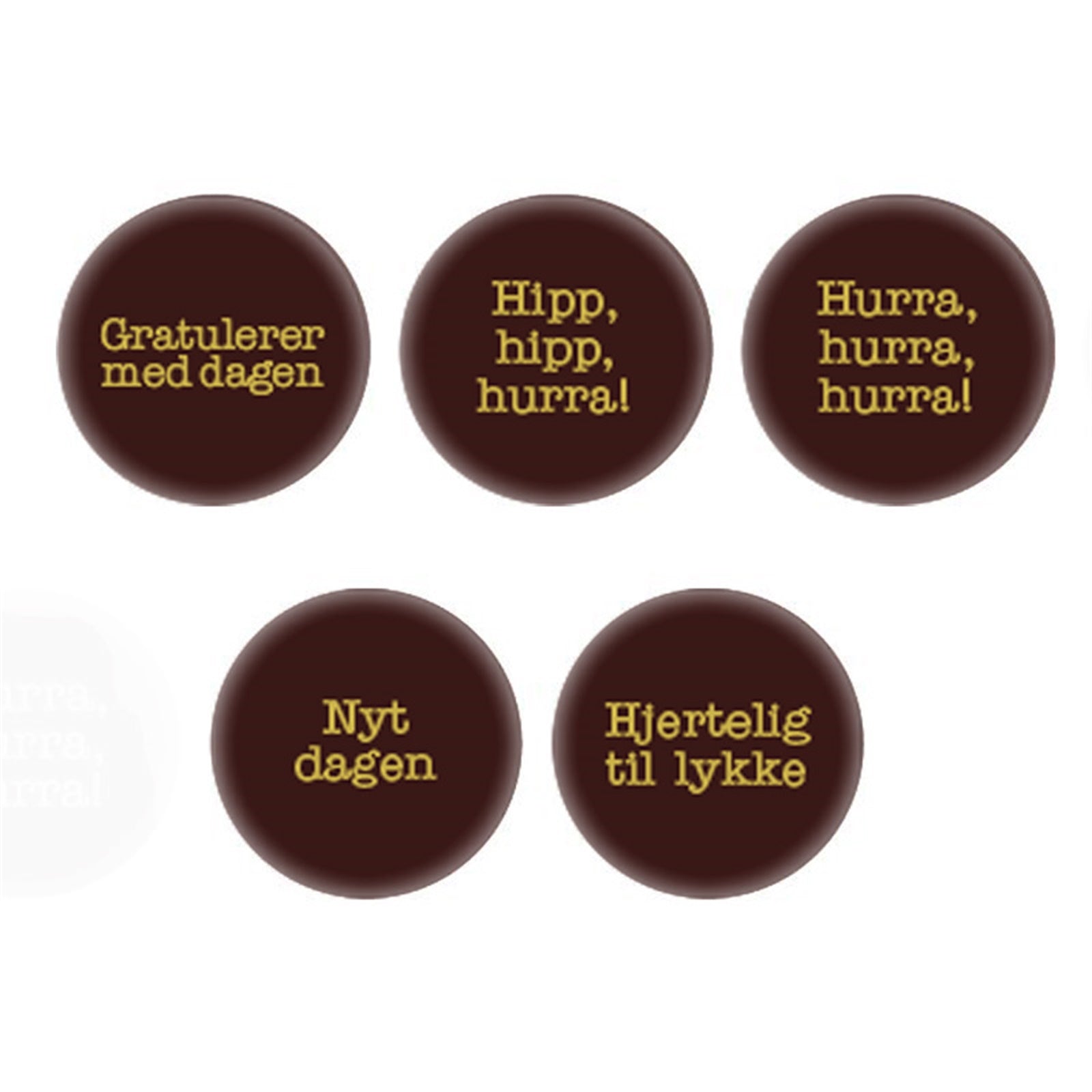Sjokoladeskilt hverdagslykke Hurra 25mm