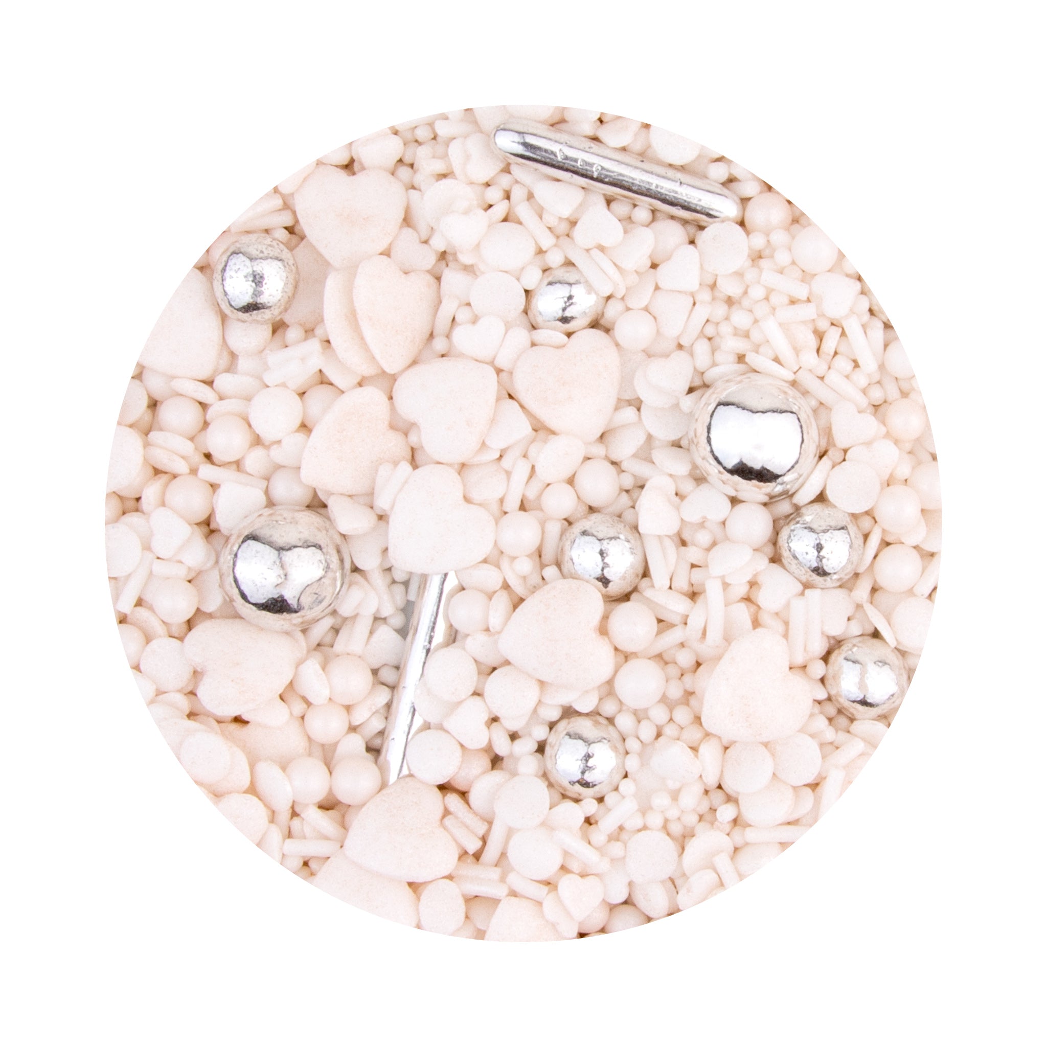 Kakestrø Romantisk Hvit m/ sølv 85g