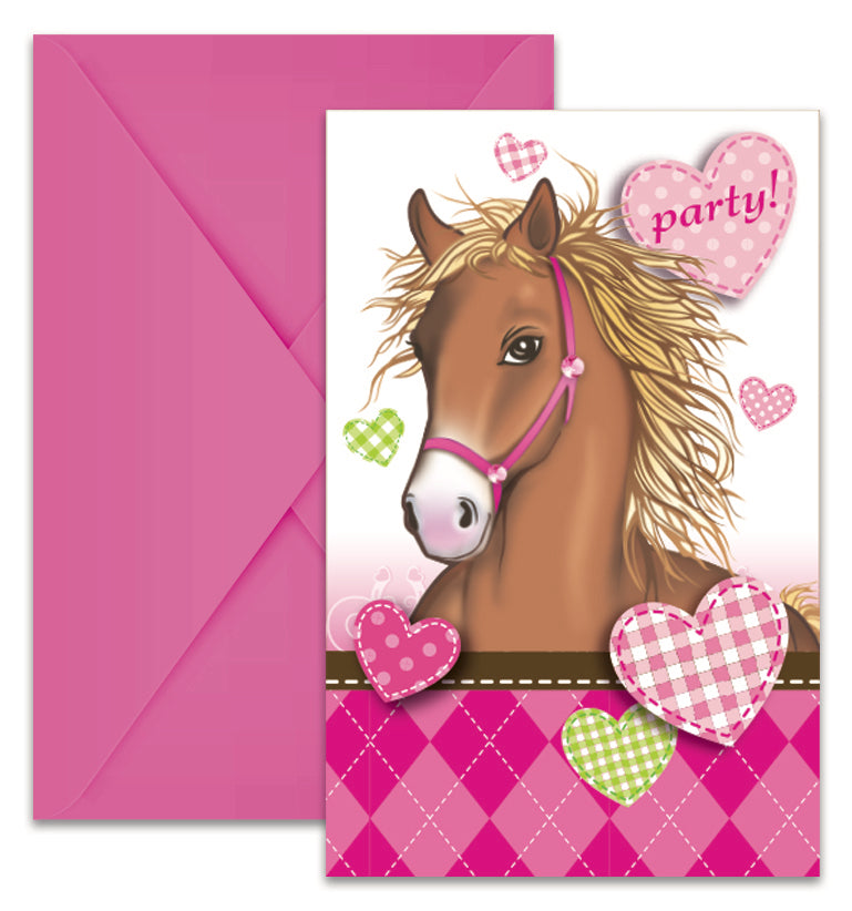 Invitasjonskort og konvolutter Hest 6 stk 2