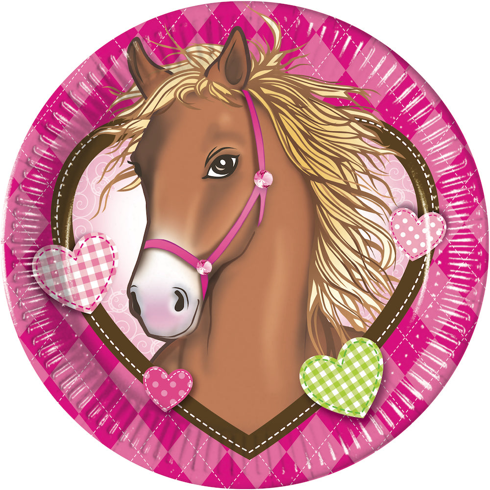 Papptallerken Hest 23 cm, 8 stk