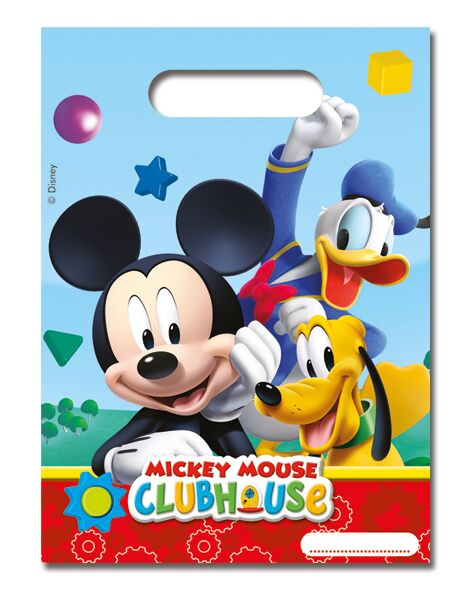 Gavepose i plast Mickey, 6 stk