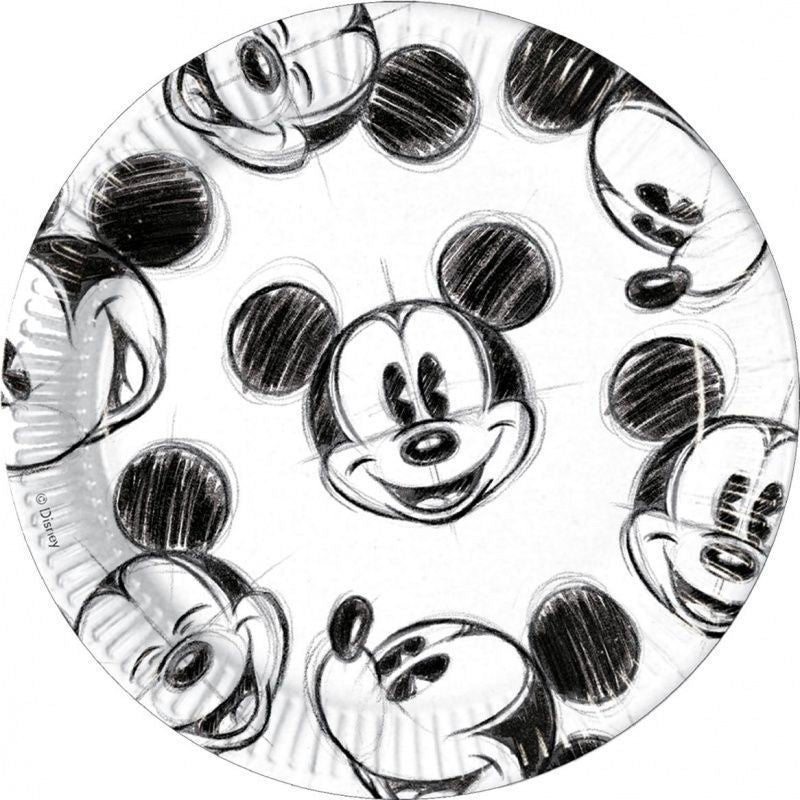 Papptallerken Mickey faces 23 cm, 25 stk