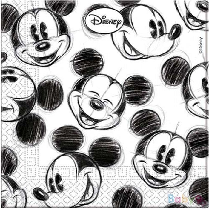 Papirservietter Mickey Faces 25 stk, 33x33cm
