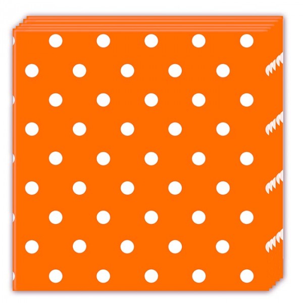 Papirservietter Orange med prikker 20 stk, 33x33cm