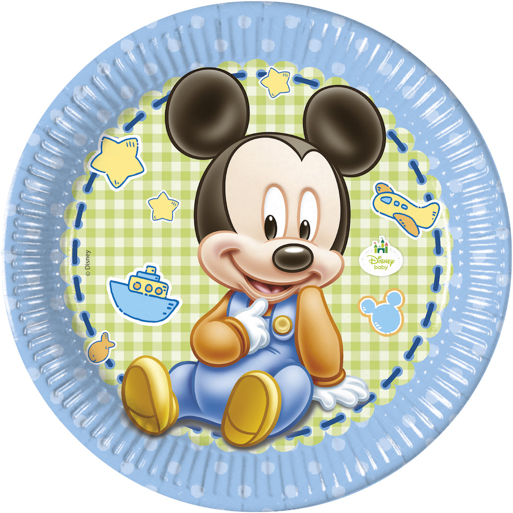 Papptallerken Mickey Baby 23 cm, 8 stk