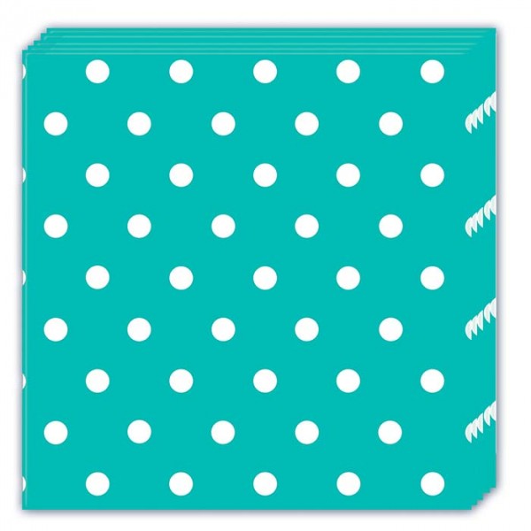 Papirservietter Turkis med prikker 20 stk, 33x33cm