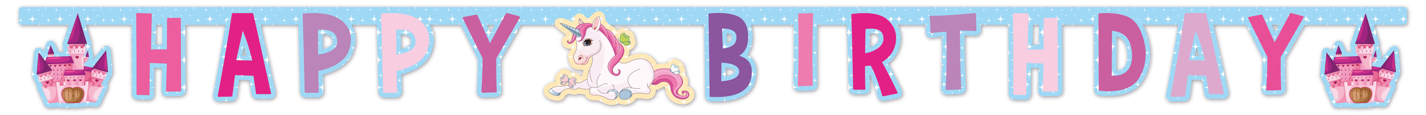 Banner i papp Enhjørning med Happy Bithday