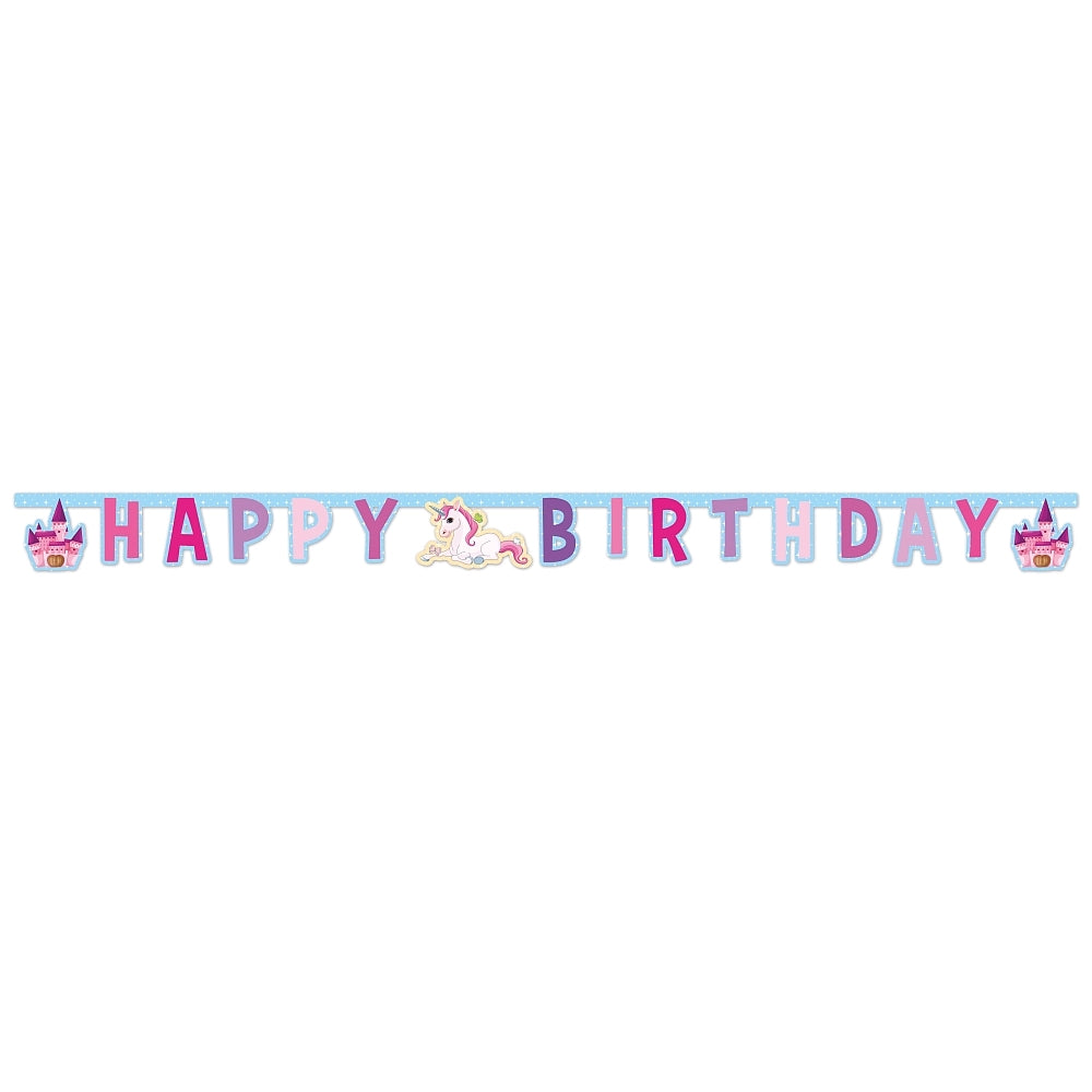 Banner i papp Enhjørning med Happy Bithday 2