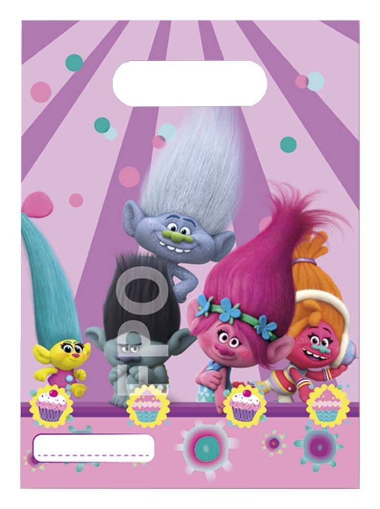 Gavepose i plast Trolls, 6 stk