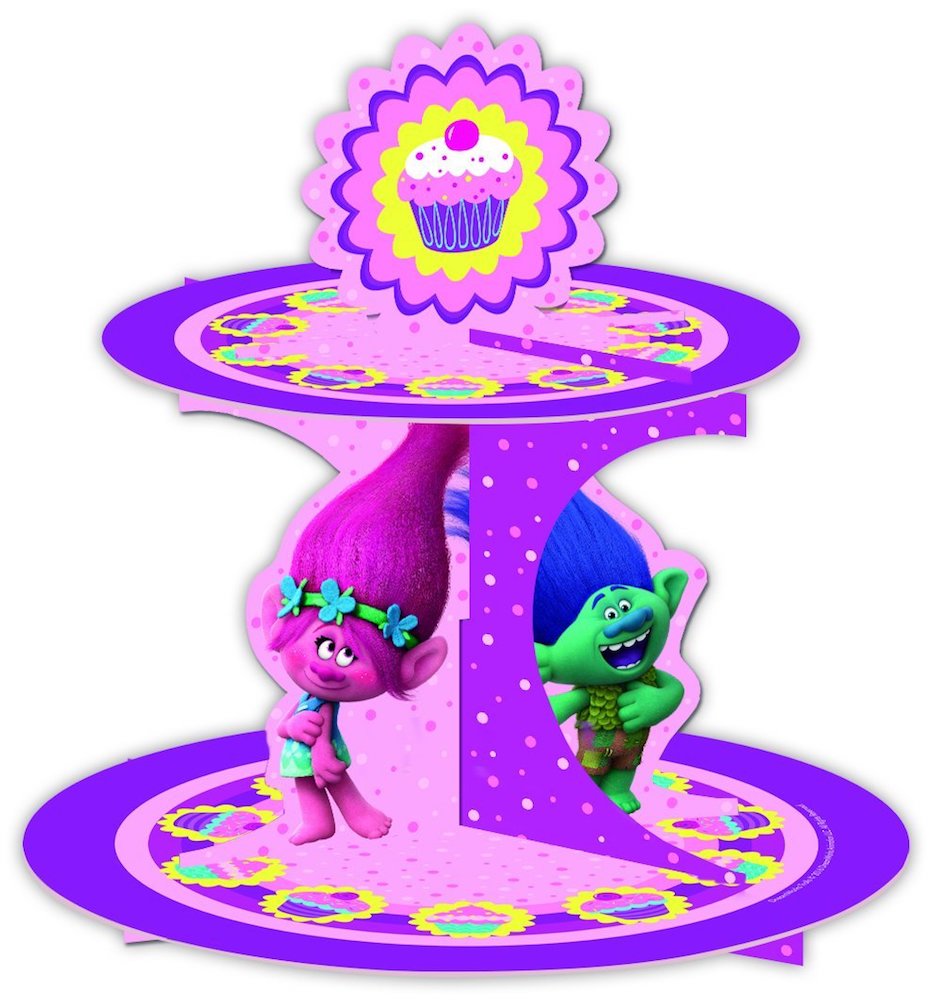 Kakestand i papp med Trolls motiv