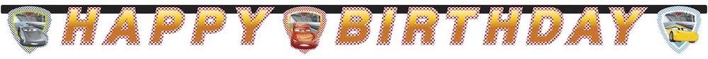 Banner i papp Cars med Happy Birthday 2