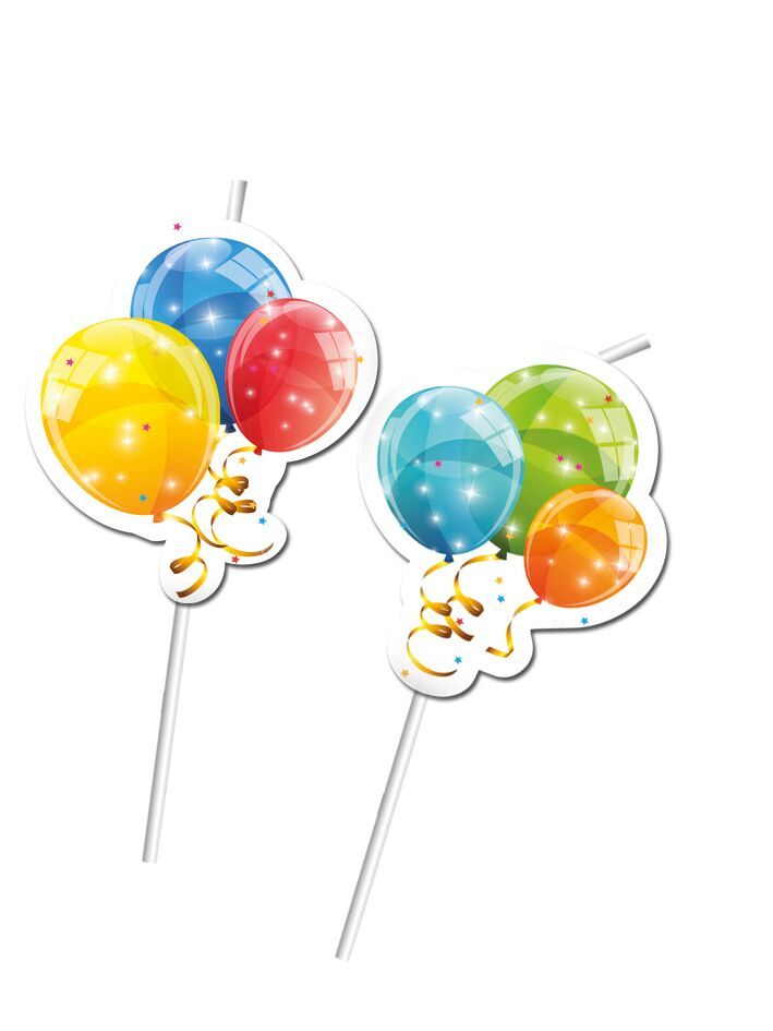 Sugerør med Ballonger, 6 stk