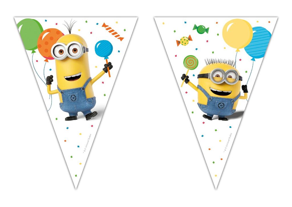 Flaggrekke med Minions i plast