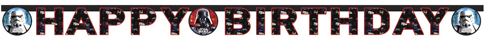 Banner i papp Star Wars med Happy Birthday