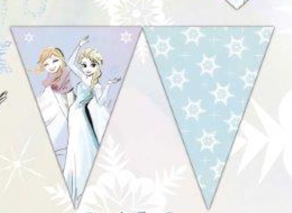 Flaggrekke Frozen Sparkle i plast, 9 flagg