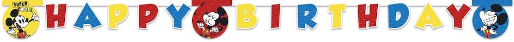 Banner i papp Mickey SuperCool med Happy Birthday