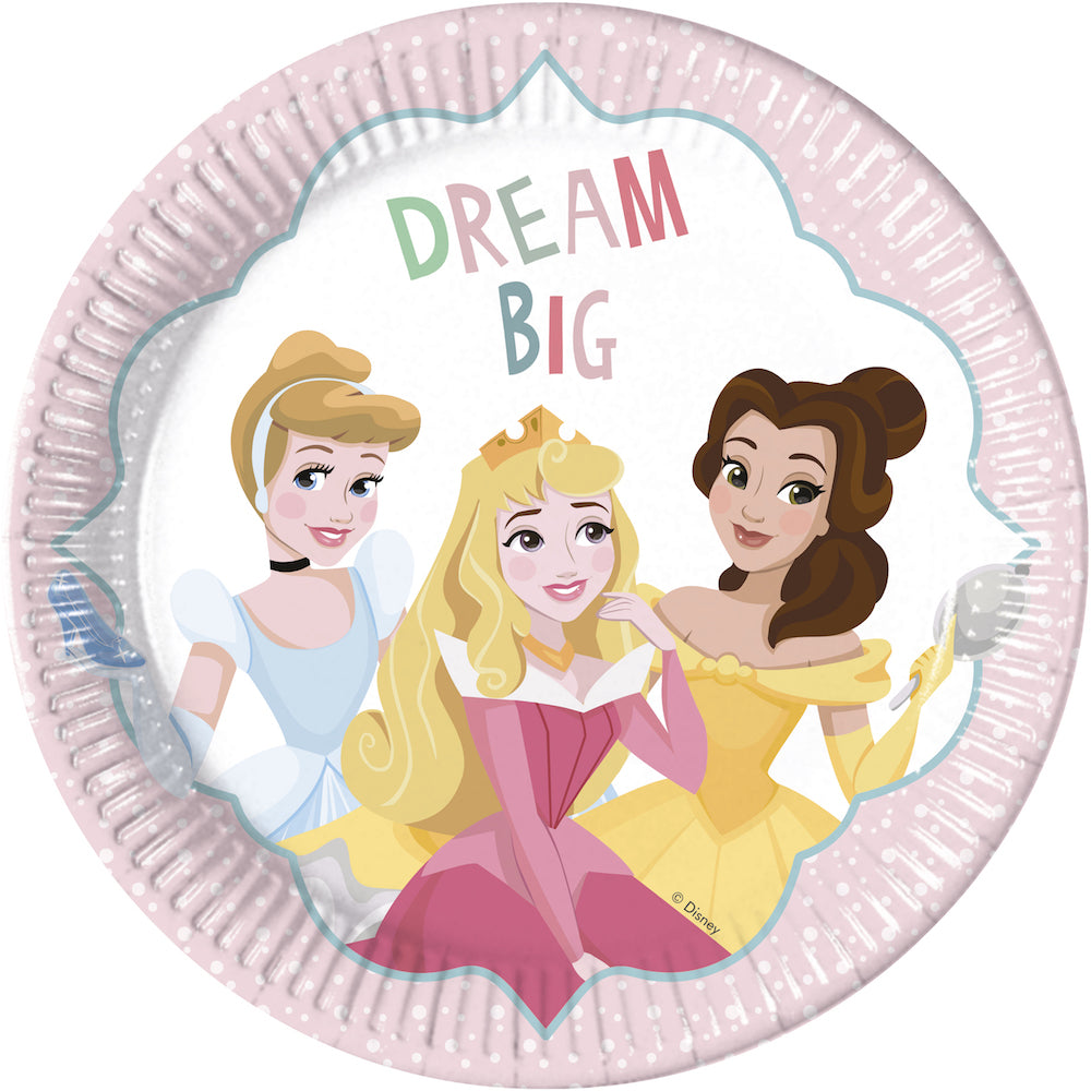 Papptallerken Prinsesse Drøm 23 cm, 8 stk