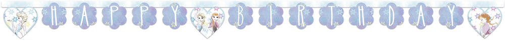 Banner i papp Frozen Sparkle med Happy Birthday