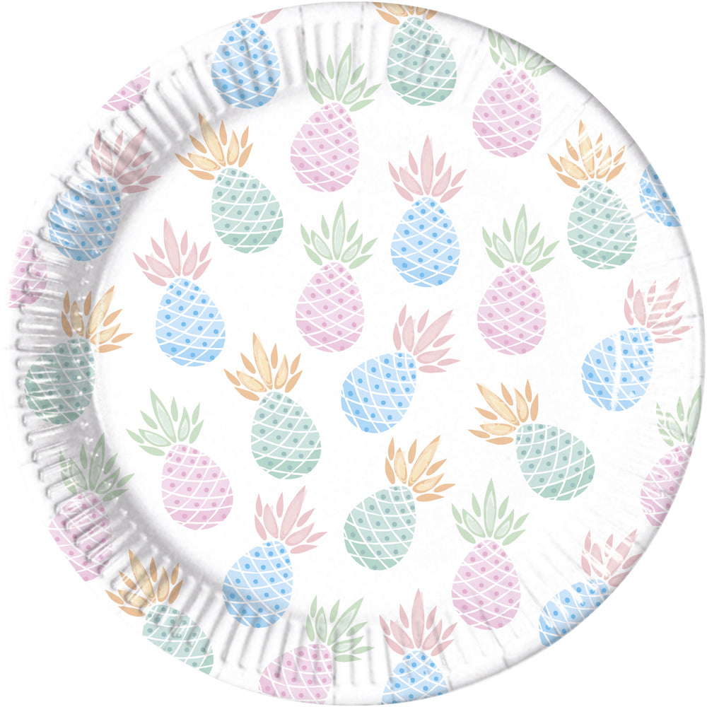 Papptallerken Ananas 23 cm, 8 stk