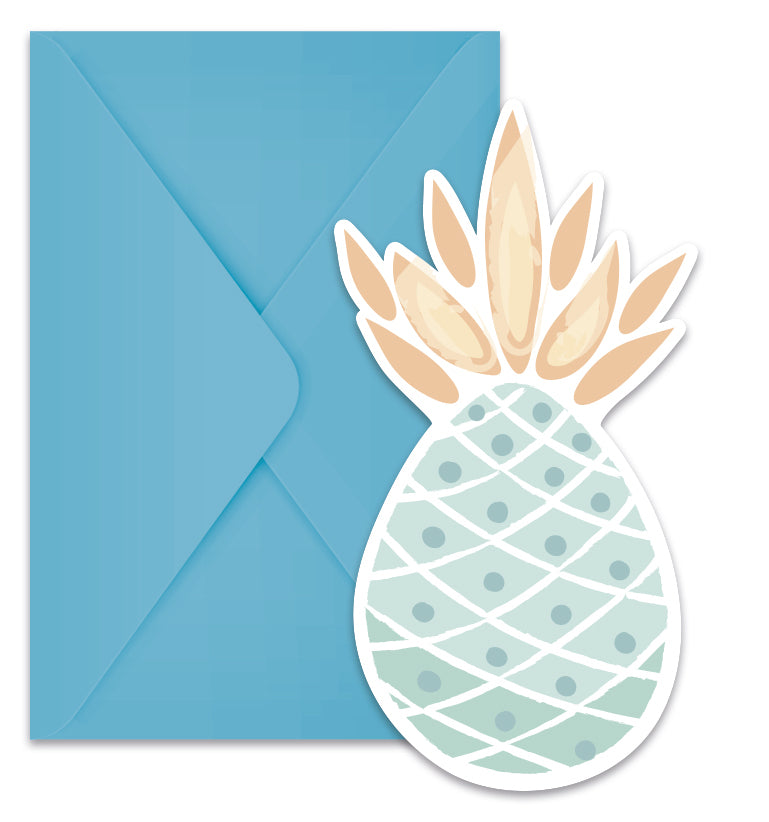 Invitasjonskort og konvolutter Ananas 6 stk