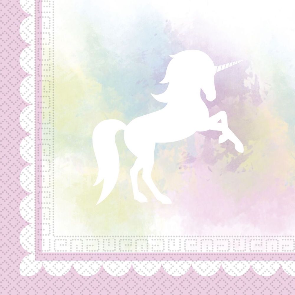 Papirservietter, Enhjørning pastell 20 stk, 33x33c