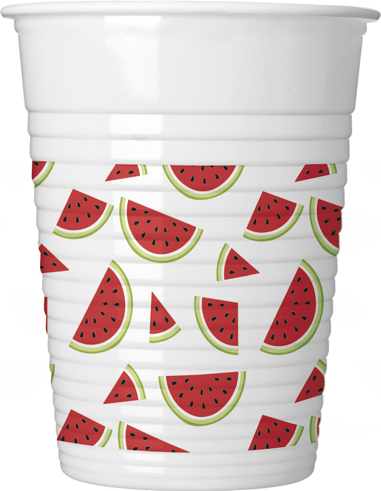 Drikkekrus i plast, Vannmelon 8 stk