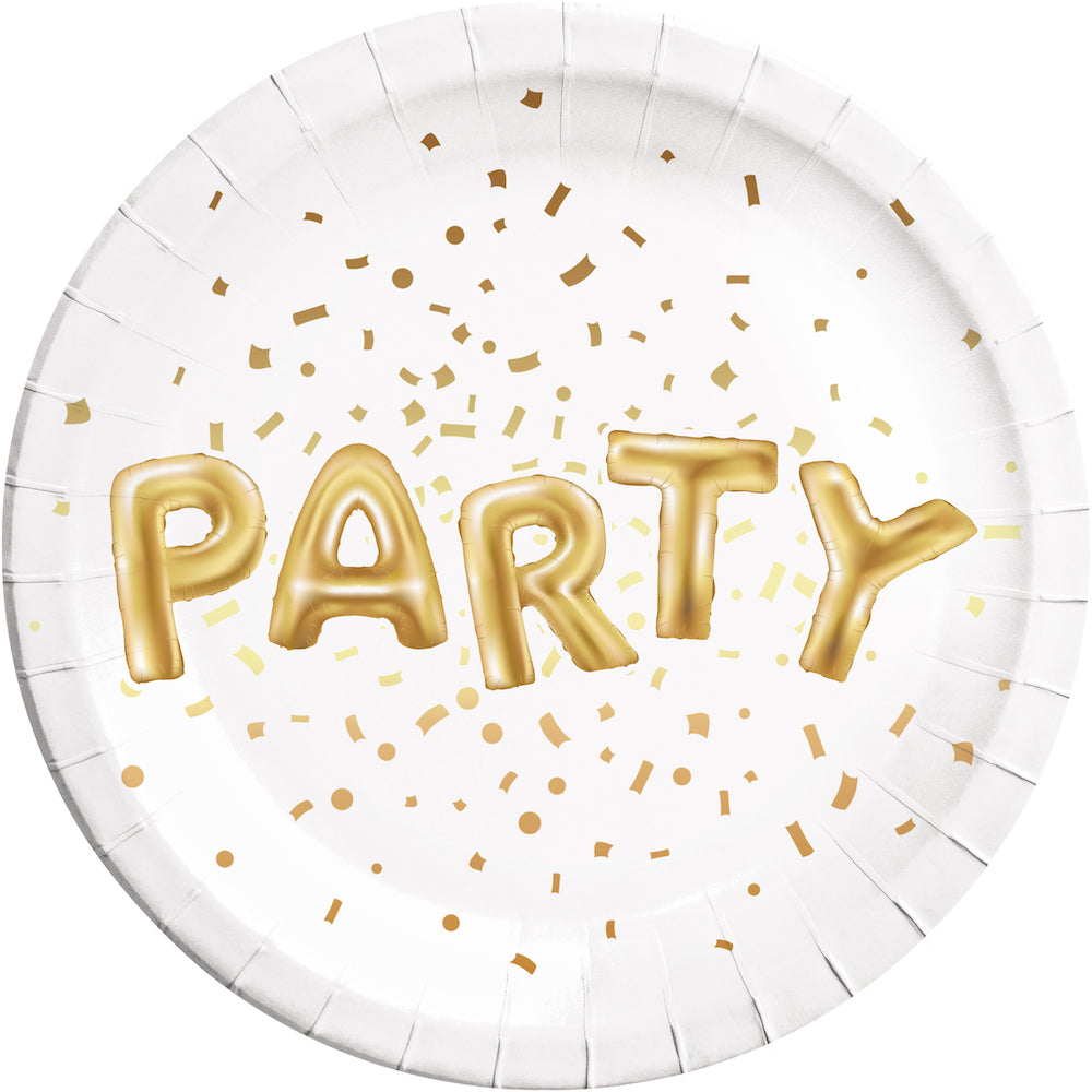 Papptallerken Party Gull 23 cm, 8 stk