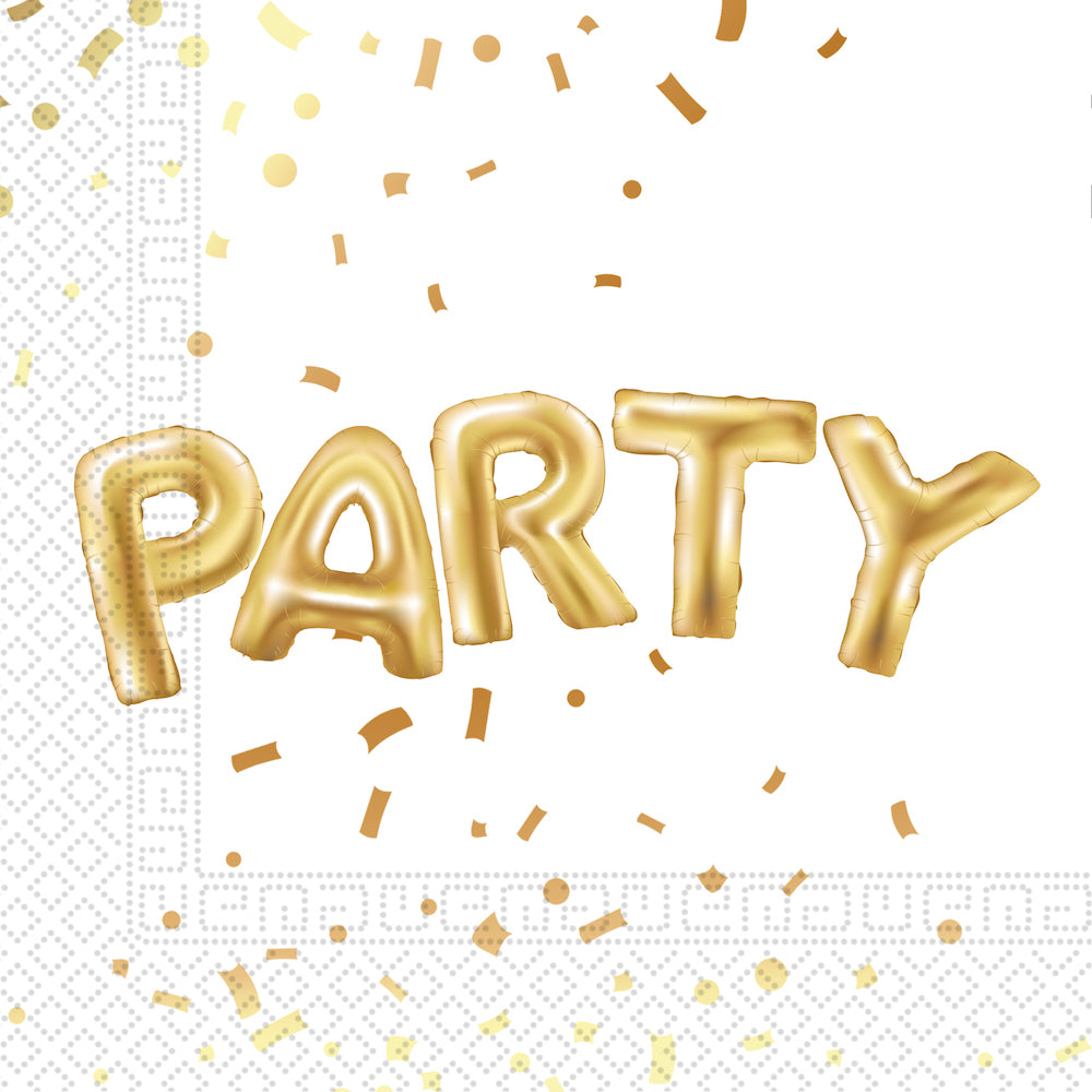 Papirservietter Party gull 20 stk, 33x33cm