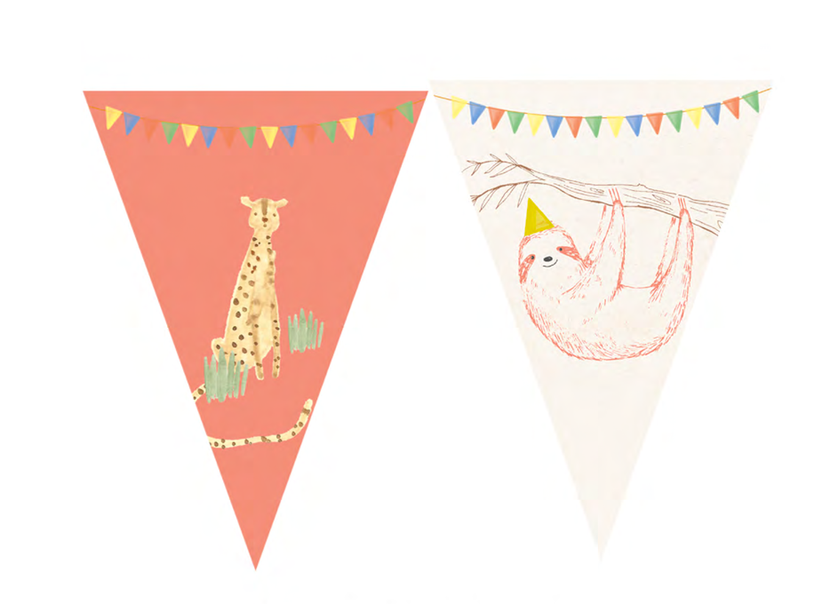 Flaggrekke Safari i plast, 9 flagg