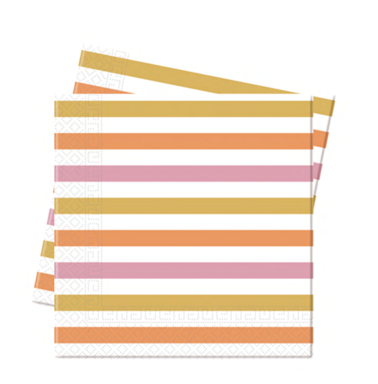 Papirservietter Gull,RoseGull og Kobber striper 20