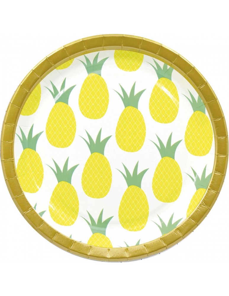 Papptallerken Pineapple 23 cm, 8 stk