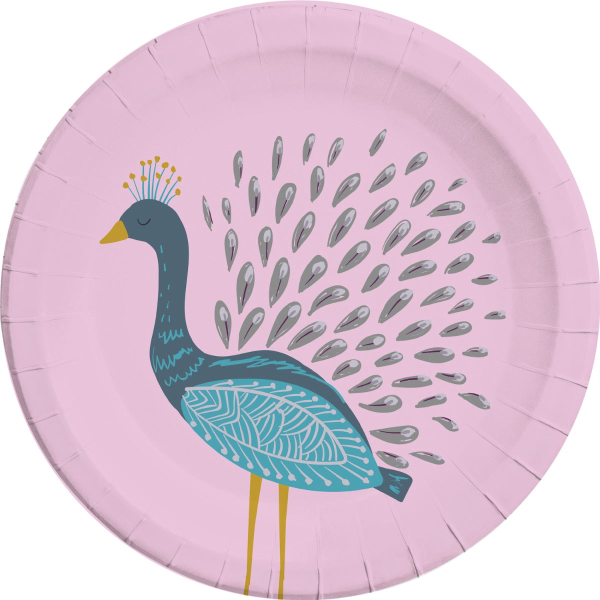 Papptallerken Påfugl 23 cm, 8 stk