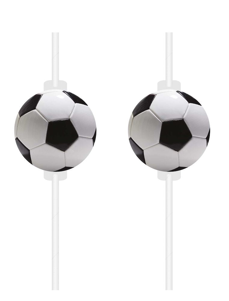 Sugerør med Fotball i papir, 4 stk