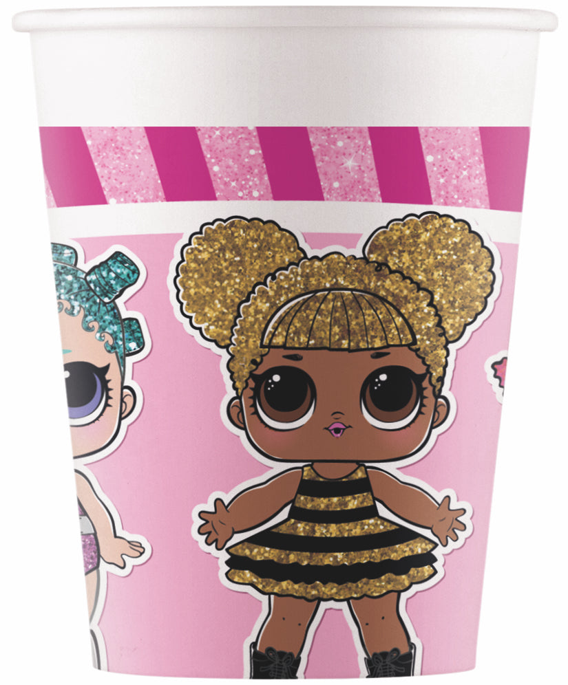 Drikkekrus i Papp, LOL Glitter 8 stk