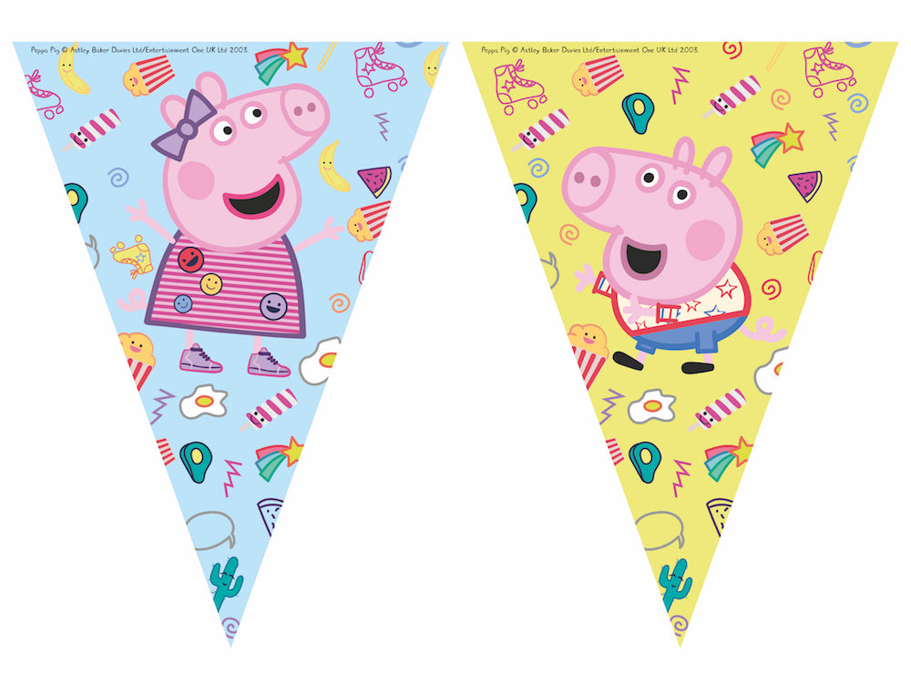 Flaggrekke med Peppa Pig i plast