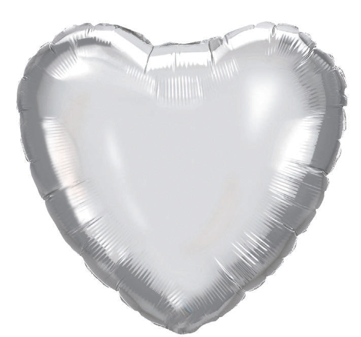 Ballong Hjerte Sølv Folie 46 cm