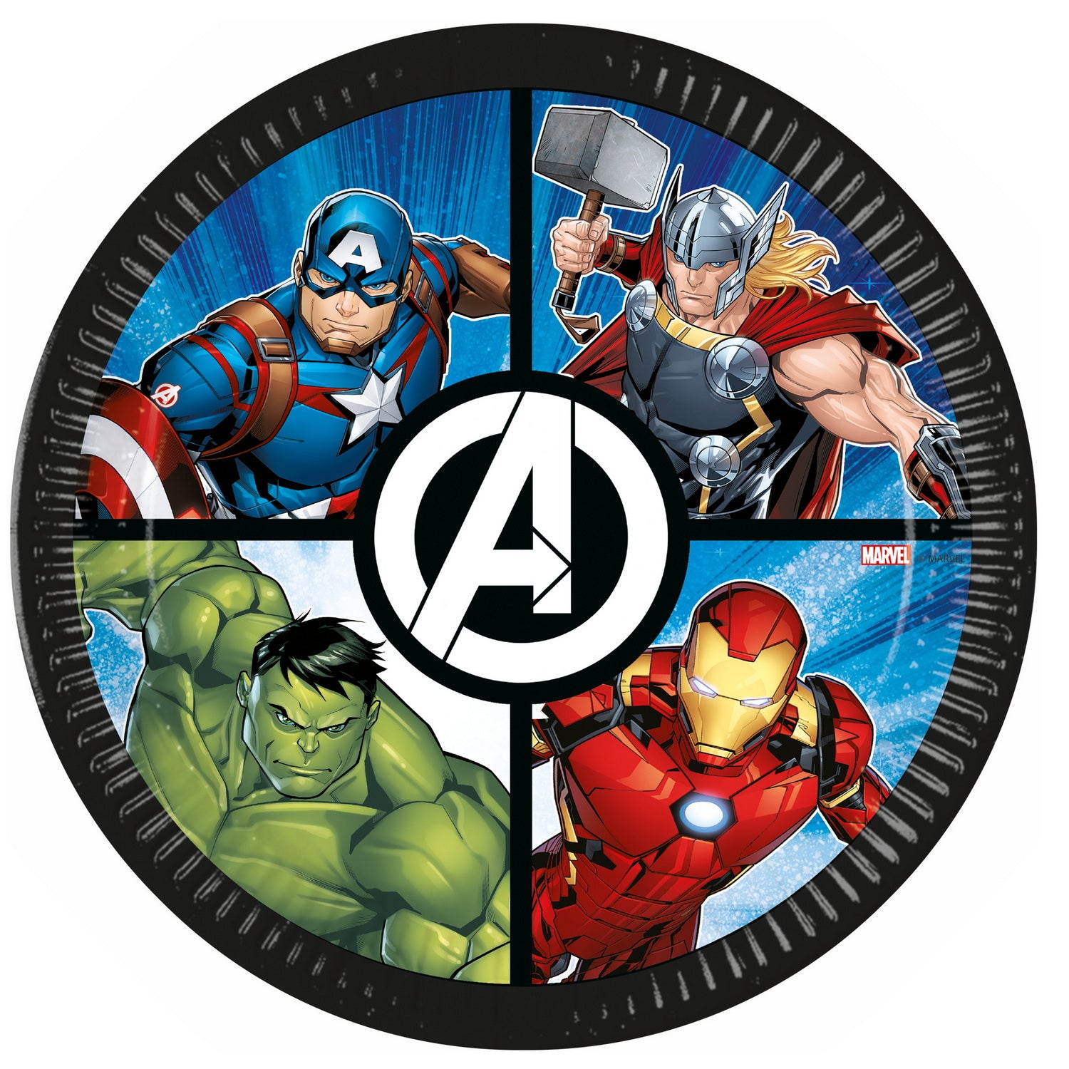 Papptallerken Avengers 23 cm, 8 stk