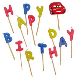 Kakelys Cars Happy Birthday på sticks