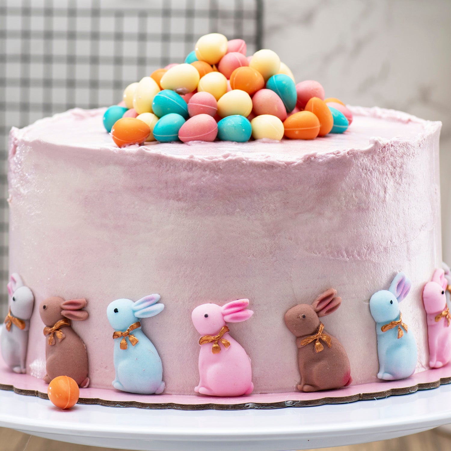 Kakepynt Spiselig Påskeharer ass farger 4cm 24stk