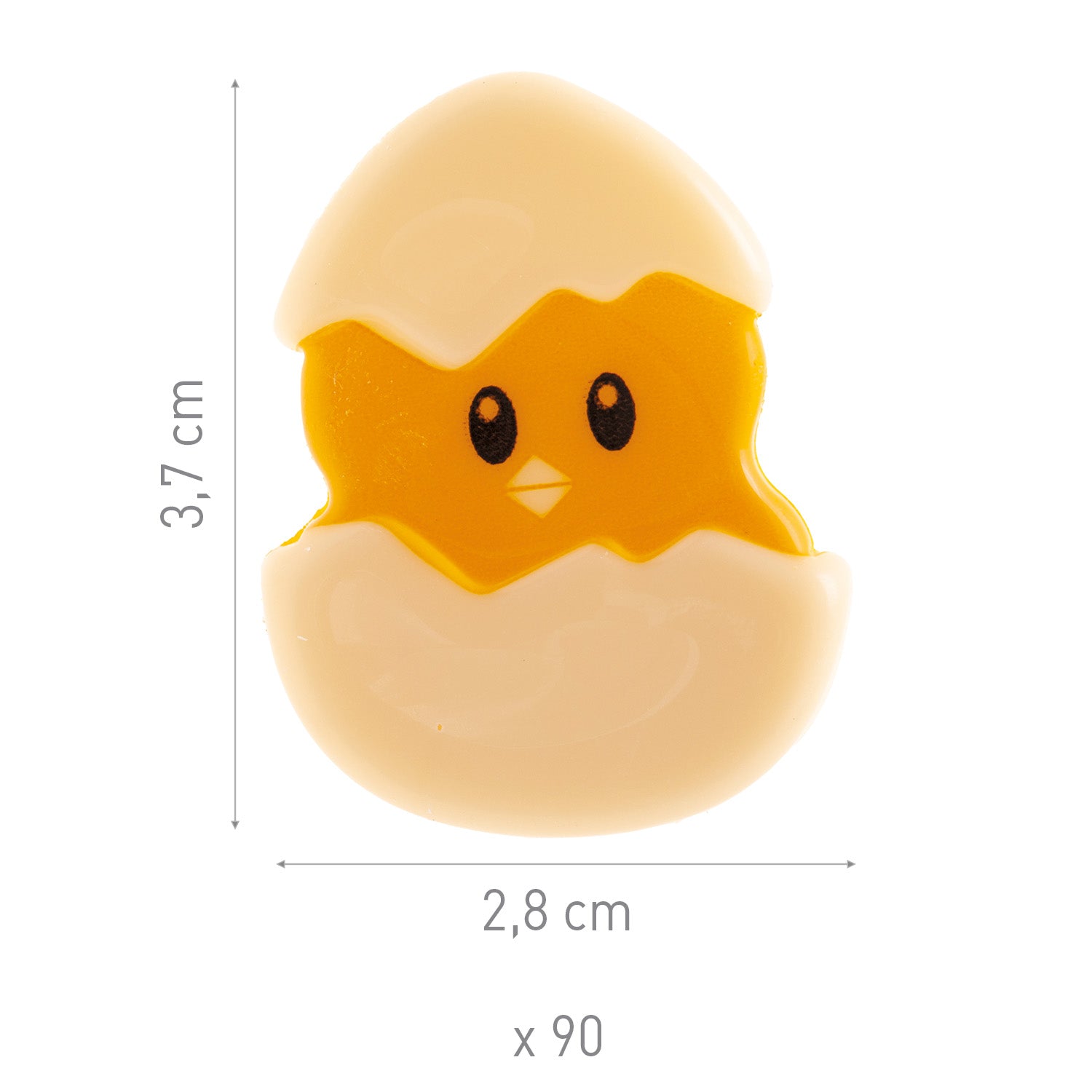 Sjokoladepynt Påskekylling 28x37mm 90stk