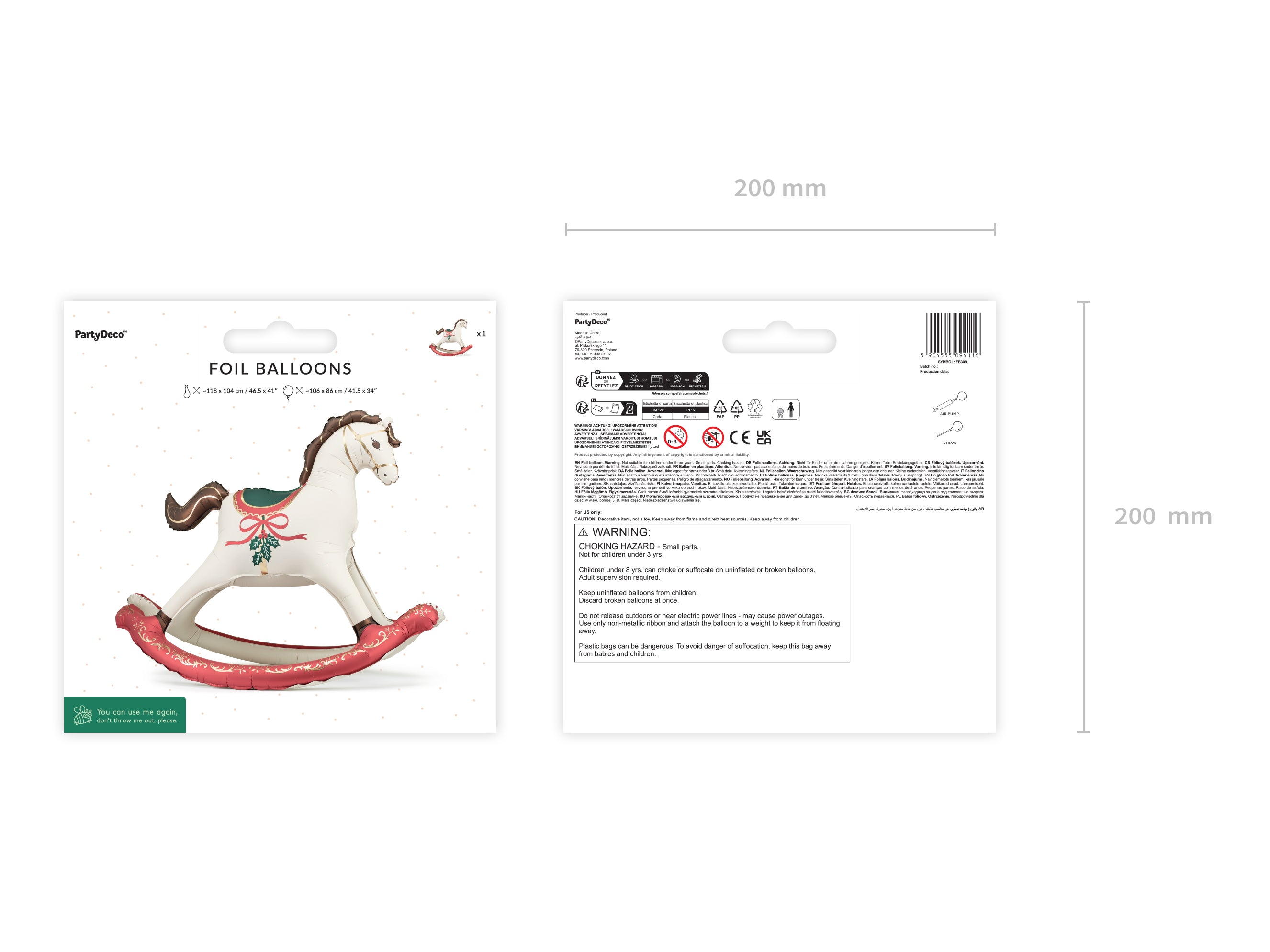 Ballong Folie Gyngehest 118x104cm